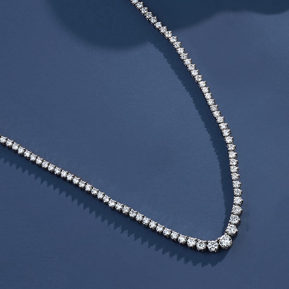 6.00ct TW Lab-Grown Diamond Graduated Necklace in 18ct White Gold