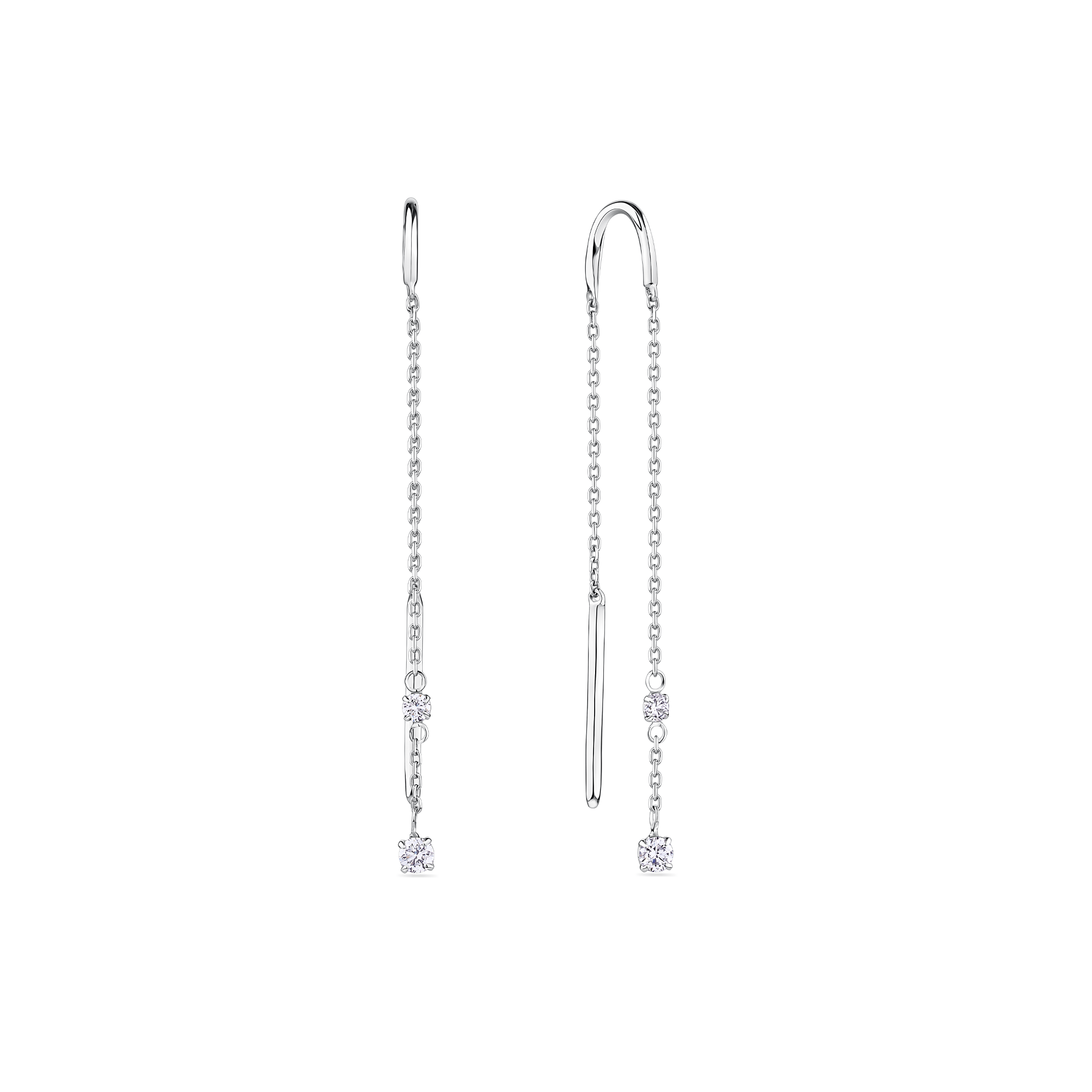 Lab-Grown Diamond Drop Earrings in Sterling Silver