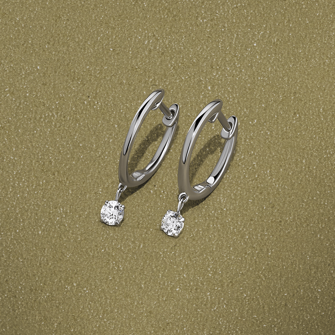 Lab-Grown Diamond Drop Huggie Earrings in Sterling Silver