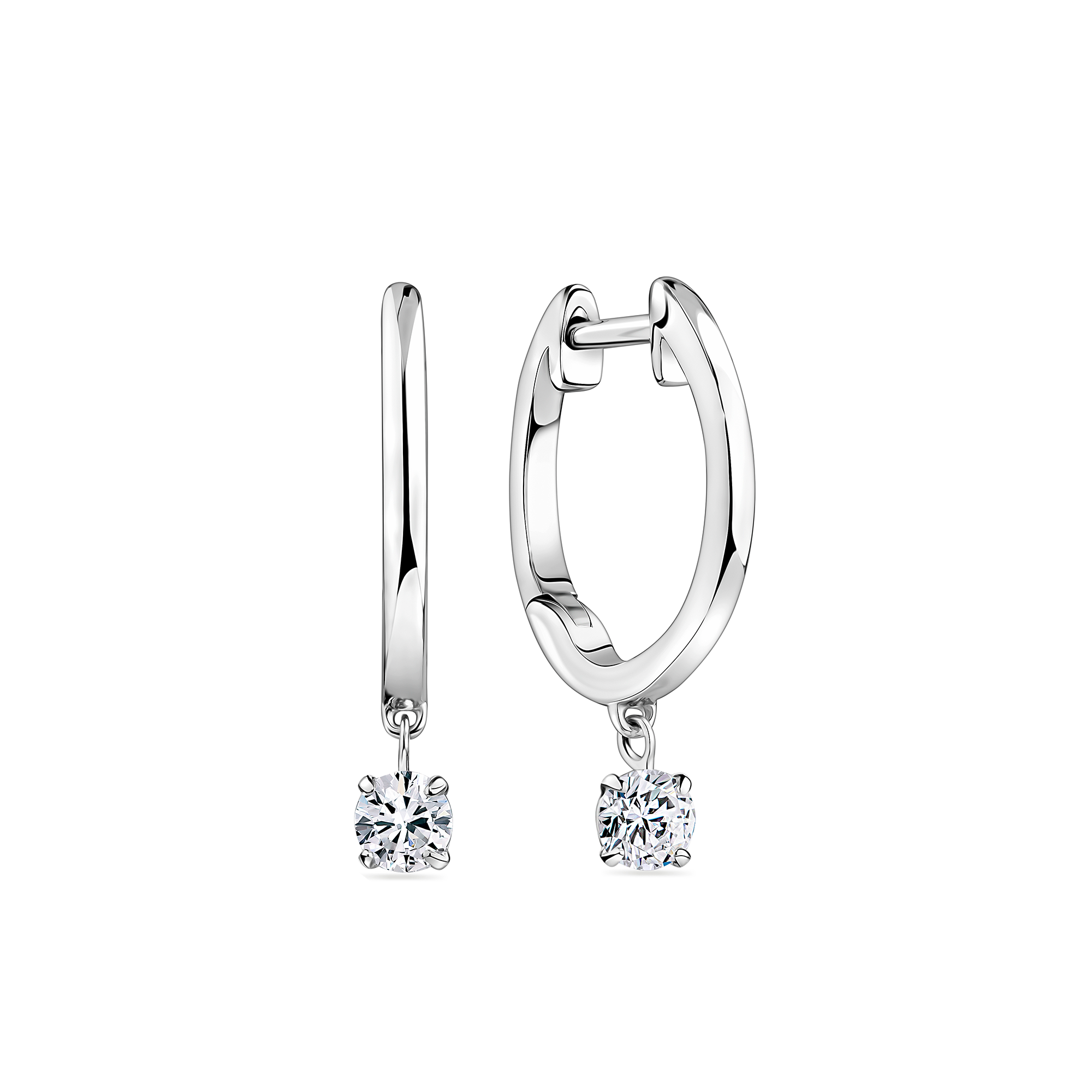 Lab-Grown Diamond Drop Huggie Earrings in Sterling Silver