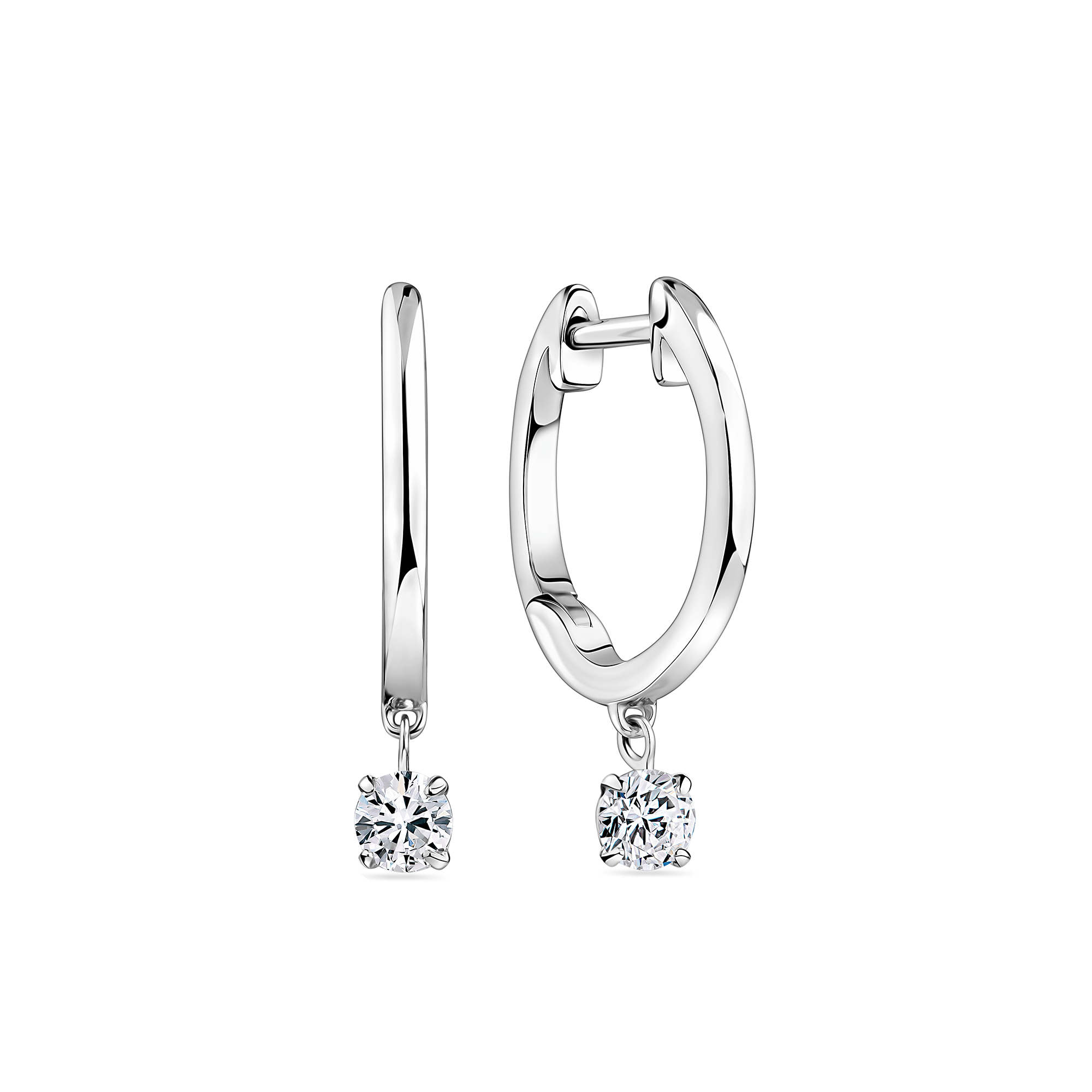 Lab-Grown Diamond Drop Huggie Earrings in Sterling Silver