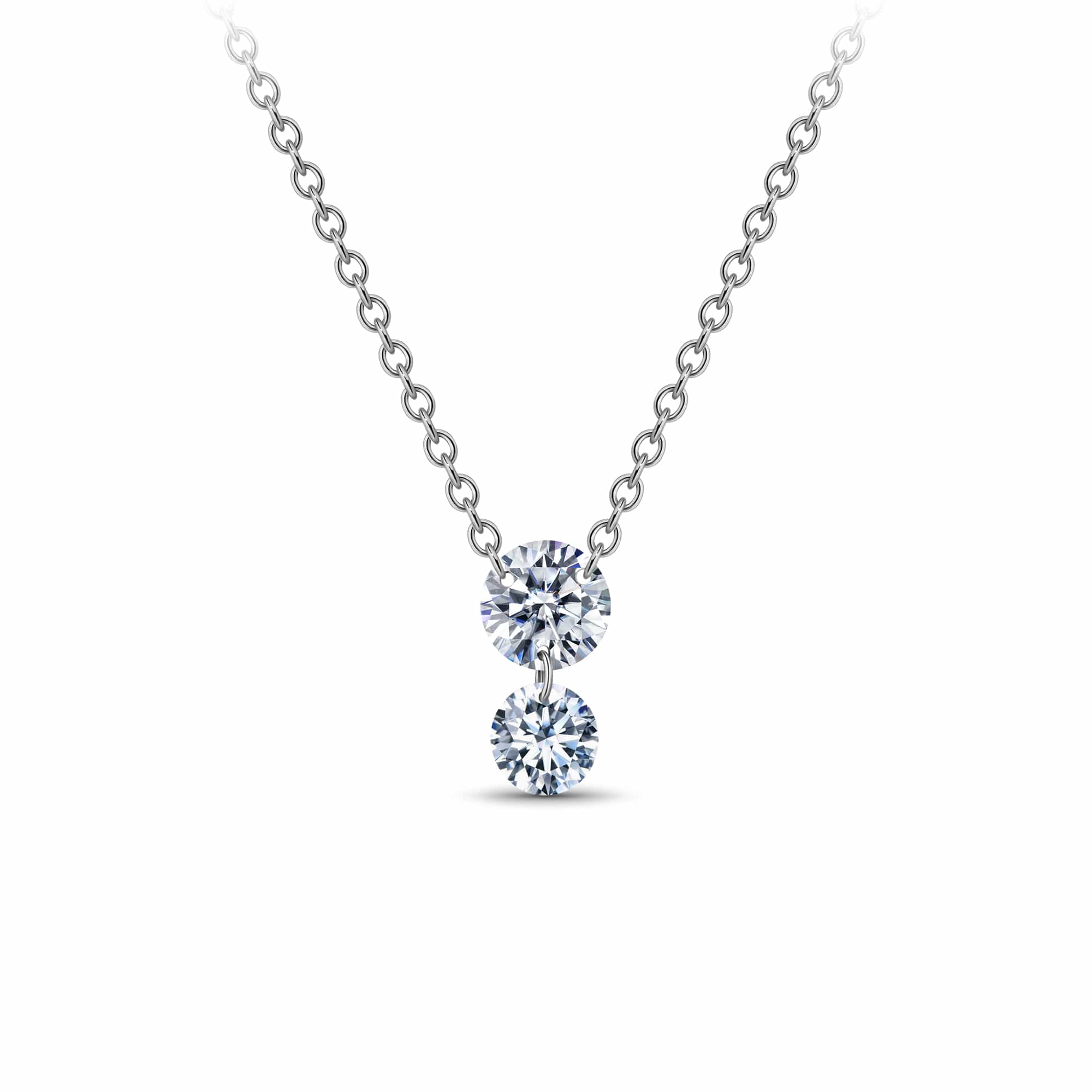 Floating Lab-Grown Diamond Drop Necklace in Sterling Silver