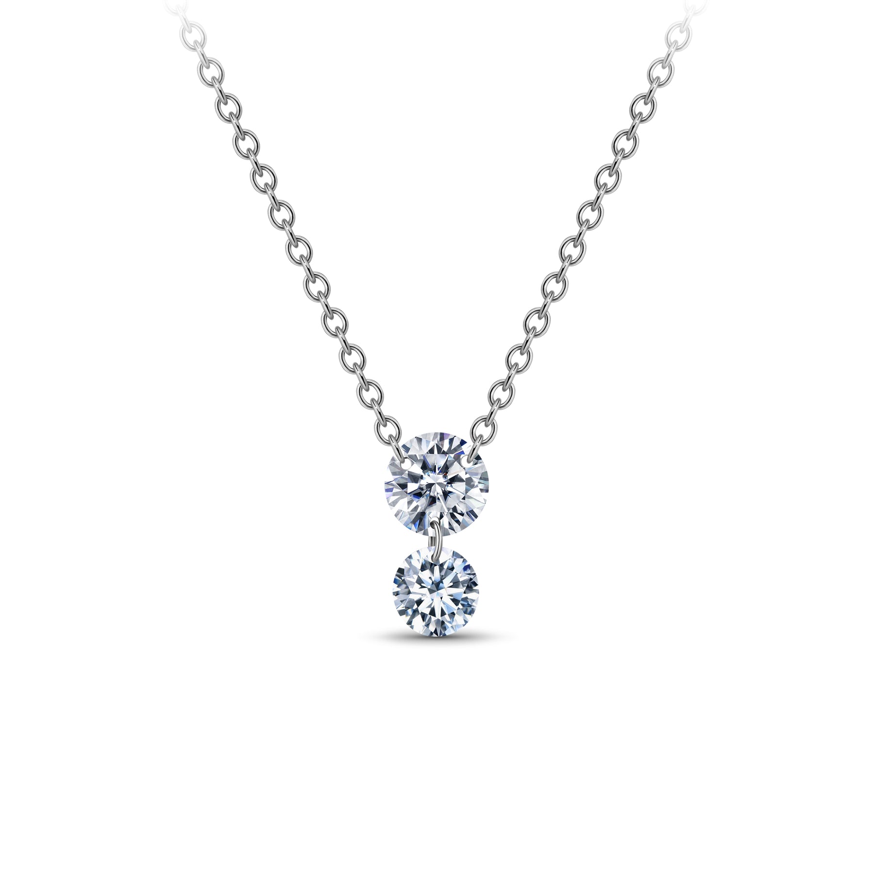 Floating Lab-Grown Diamond Drop Necklace in Sterling Silver