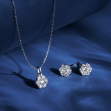 0.77ct TW Cluster Lab-Grown Diamond Pendant and Earrings Set in 9ct White Gold