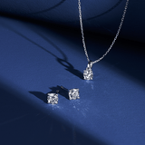 0.75ct TW Round Brilliant Cut Lab-Grown Diamond Pendant and Earrings Set in 9ct White Gold