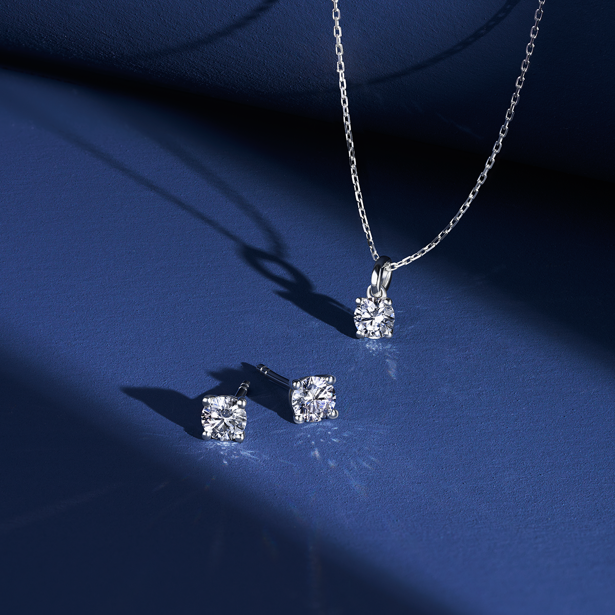 0.75ct TW Round Brilliant Cut Lab-Grown Diamond Pendant and Earrings Set in 9ct White Gold