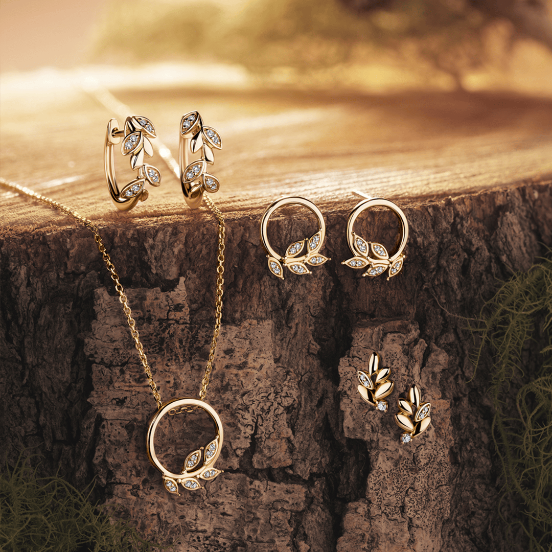 Helia Diamond Leaf Necklace in 9ct Recycled Gold with 14ct Recycled Gold Chain