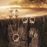 Helia Diamond Leaf Necklace in 9ct Recycled Gold with 14ct Recycled Gold Chain