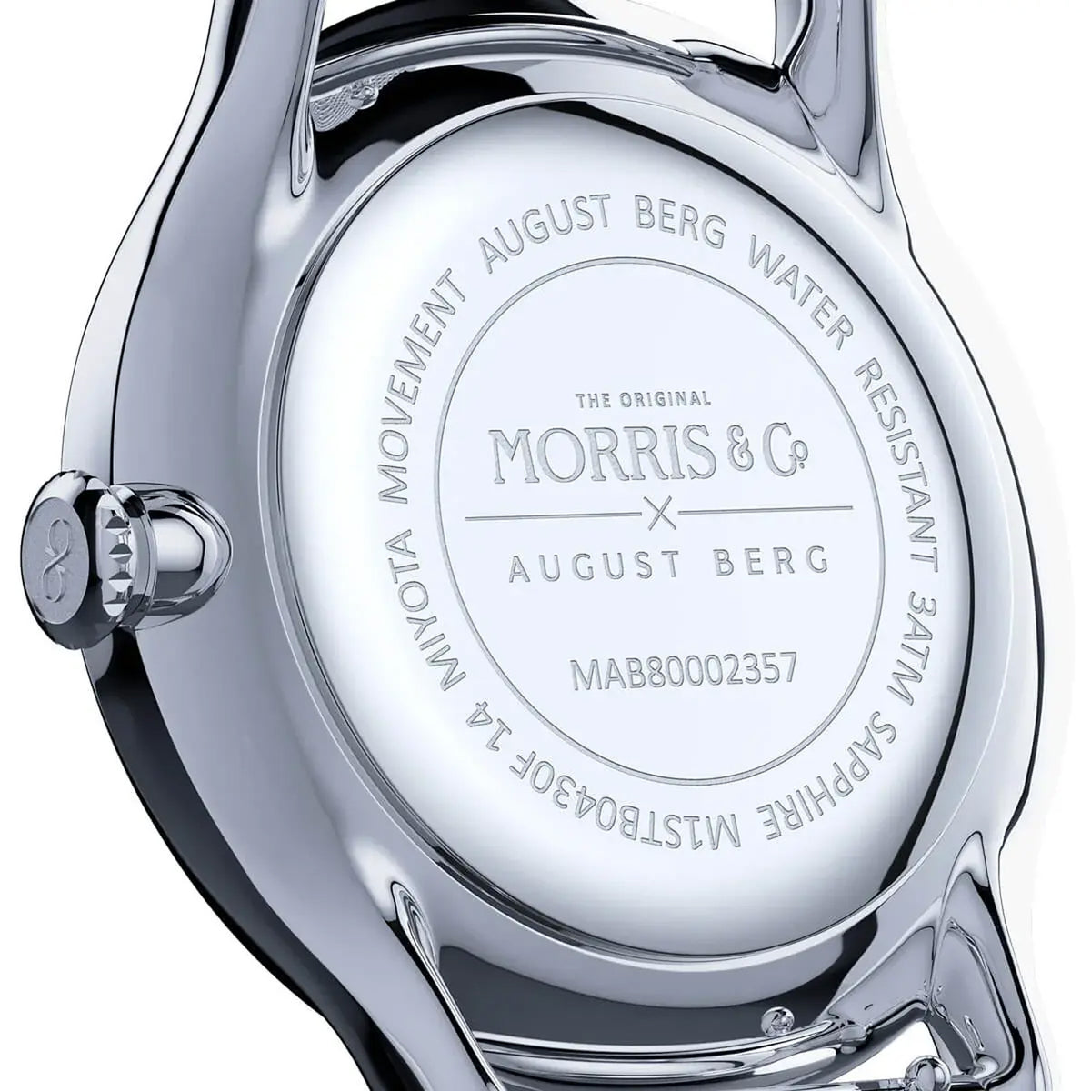 Back view of a August Berg Petite Strawberry Thief Quartz 26mm Watch M1ST0926E16LIDE