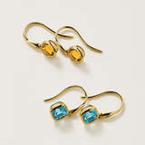 Round Citrine Twist Bezel Set Drop Earrings in 9ct Yellow Gold