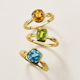 Round Citrine Twist Bezel Set Ring in 9ct Yellow Gold