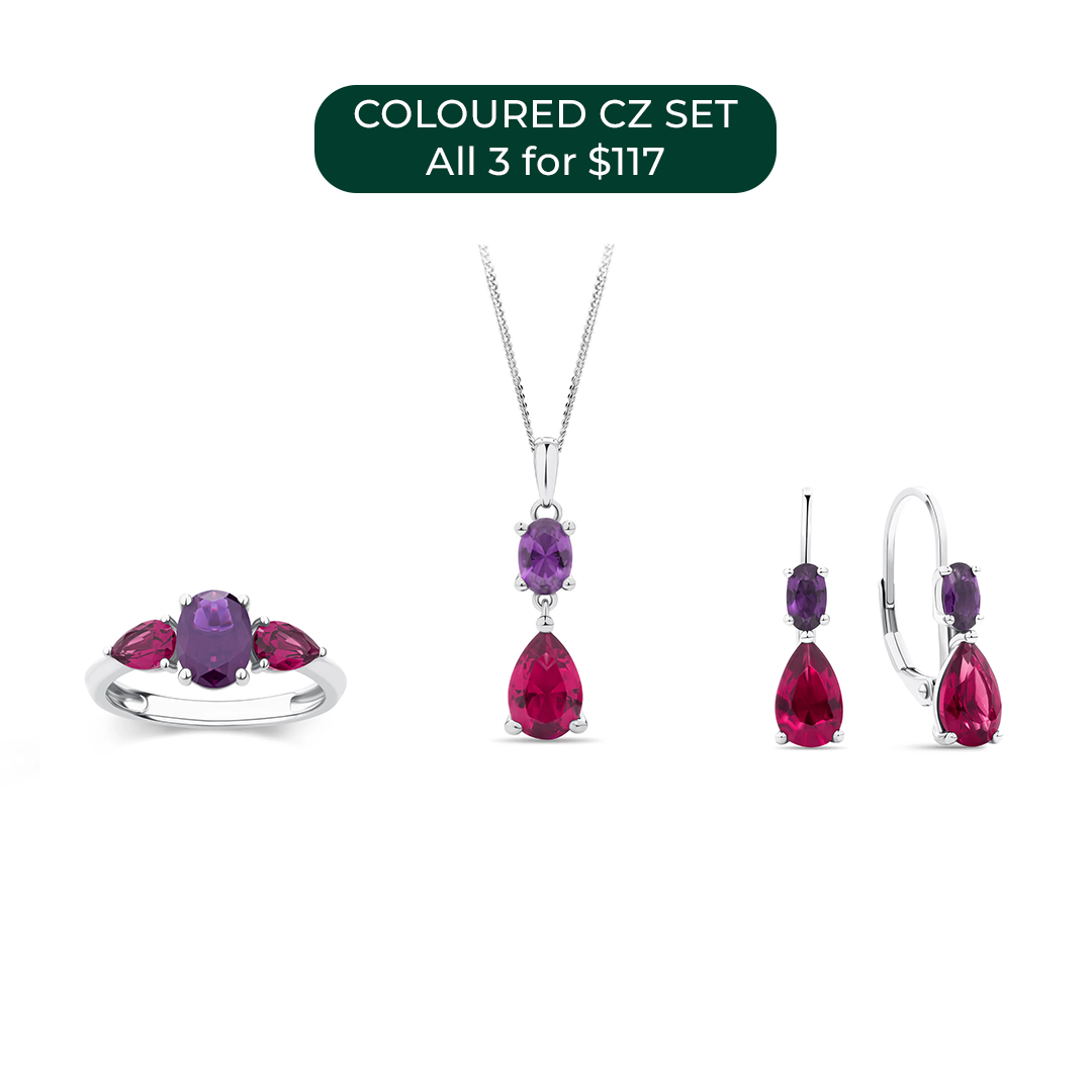 Purple & Red Cubic Zirconia Set