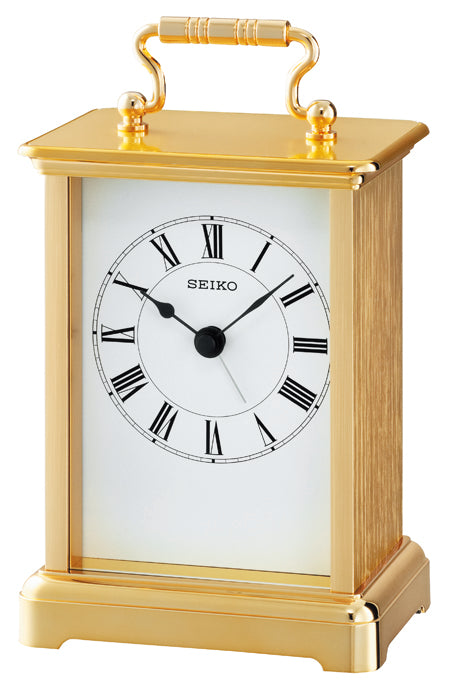 Seiko Rectangular White Quartz Table Clock QHE093-G