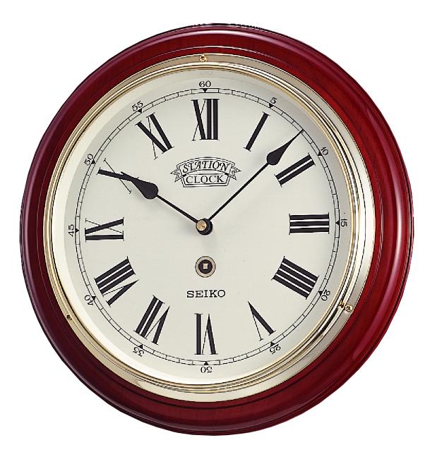 Seiko Round Timber Quartz Wall Clock QXA143-B