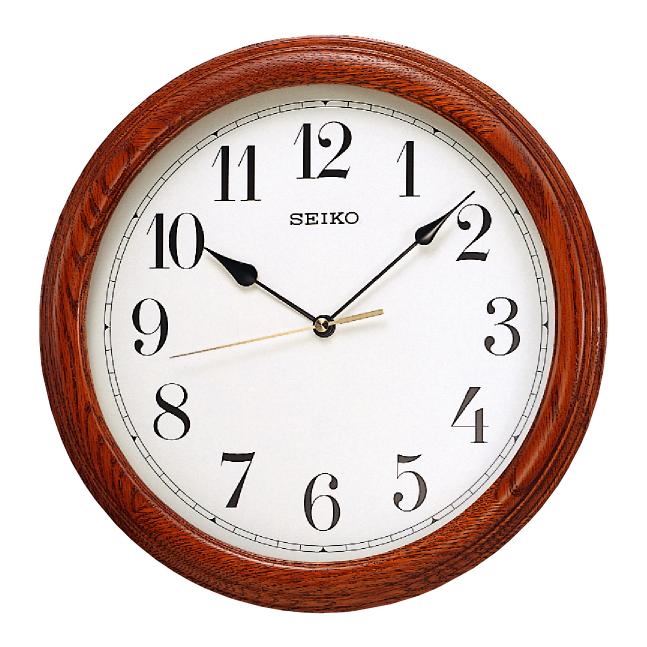 Seiko Round Timber Quartz Wall Clock QXA153-B