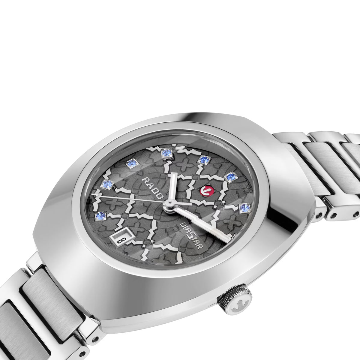 Rado DiaStar Original 30mm R12170113 side profile – stainless steel case, polished Ceramos™ bezel, faceted sapphire crystal with anti-reflective coating, 11mm case profile