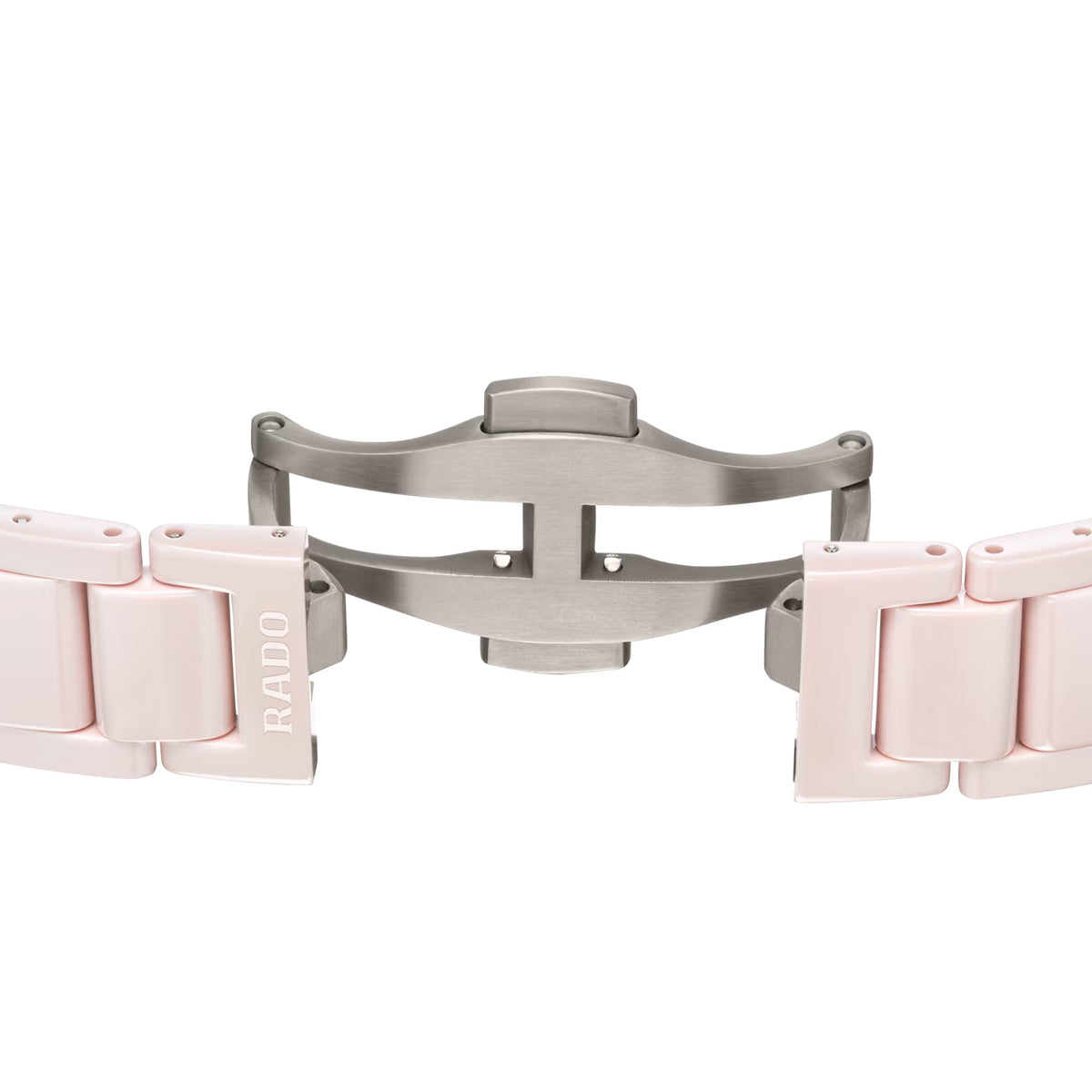 Rado True Square Diamonds 29.2mm R27181902 bracelet detail – pink high-tech ceramic bracelet with folding clasp