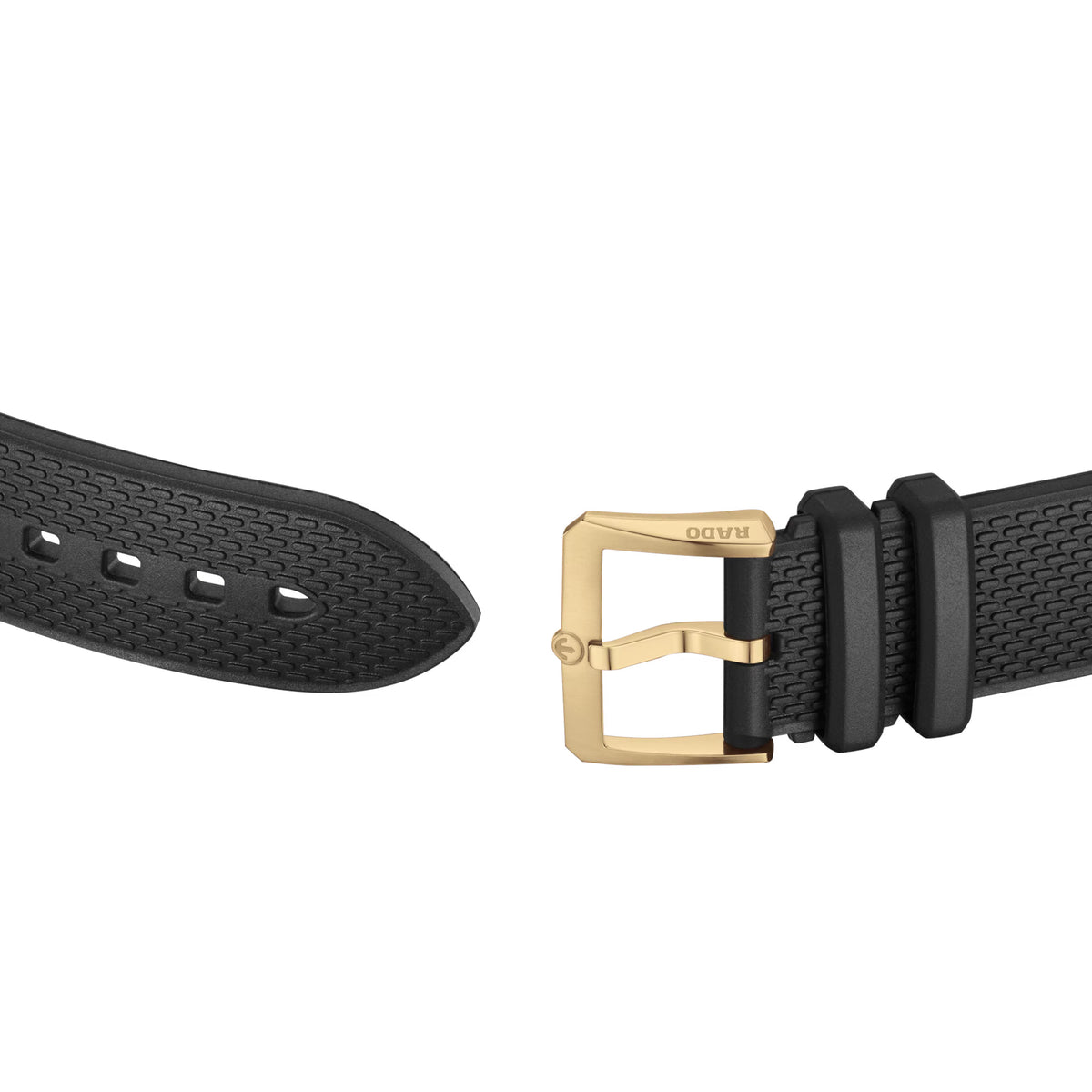 Rado Captain Cook x Cameron Green Limited Edition 42mm R32138318 rubber strap buckle detail – black rubber strap with pin buckle