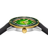 Rado Captain Cook x Cameron Green Limited Edition 42mm R32138318 side profile on rubber strap – polished stainless steel case, gold bezel with green ceramic insert, screw-down crown, black rubber strap