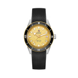 Rado Captain Cook 39mm R32223258 soldier view on black rubber strap – gold glitter dial, black high-tech ceramic bezel insert, polished stainless steel case, black rubber strap with EasyClip quick-change system