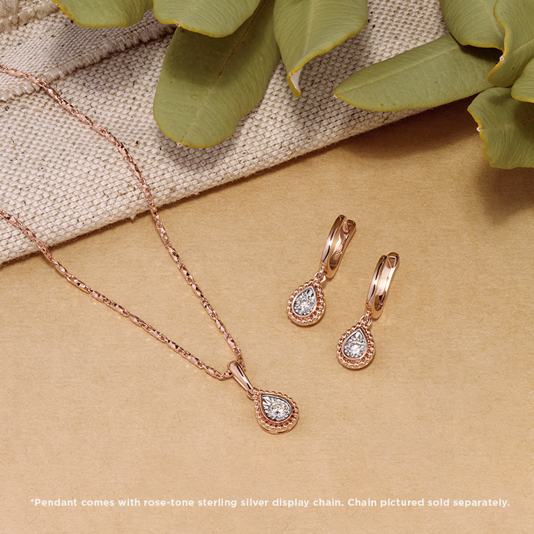 Diamond Drop Earrings in 9ct Rose Gold