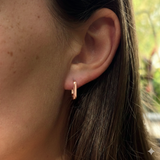 Paperclip Huggie Earrings in 9ct Rose Gold