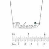 Personalised Name Necklace with Birthstone in Sterling Silver