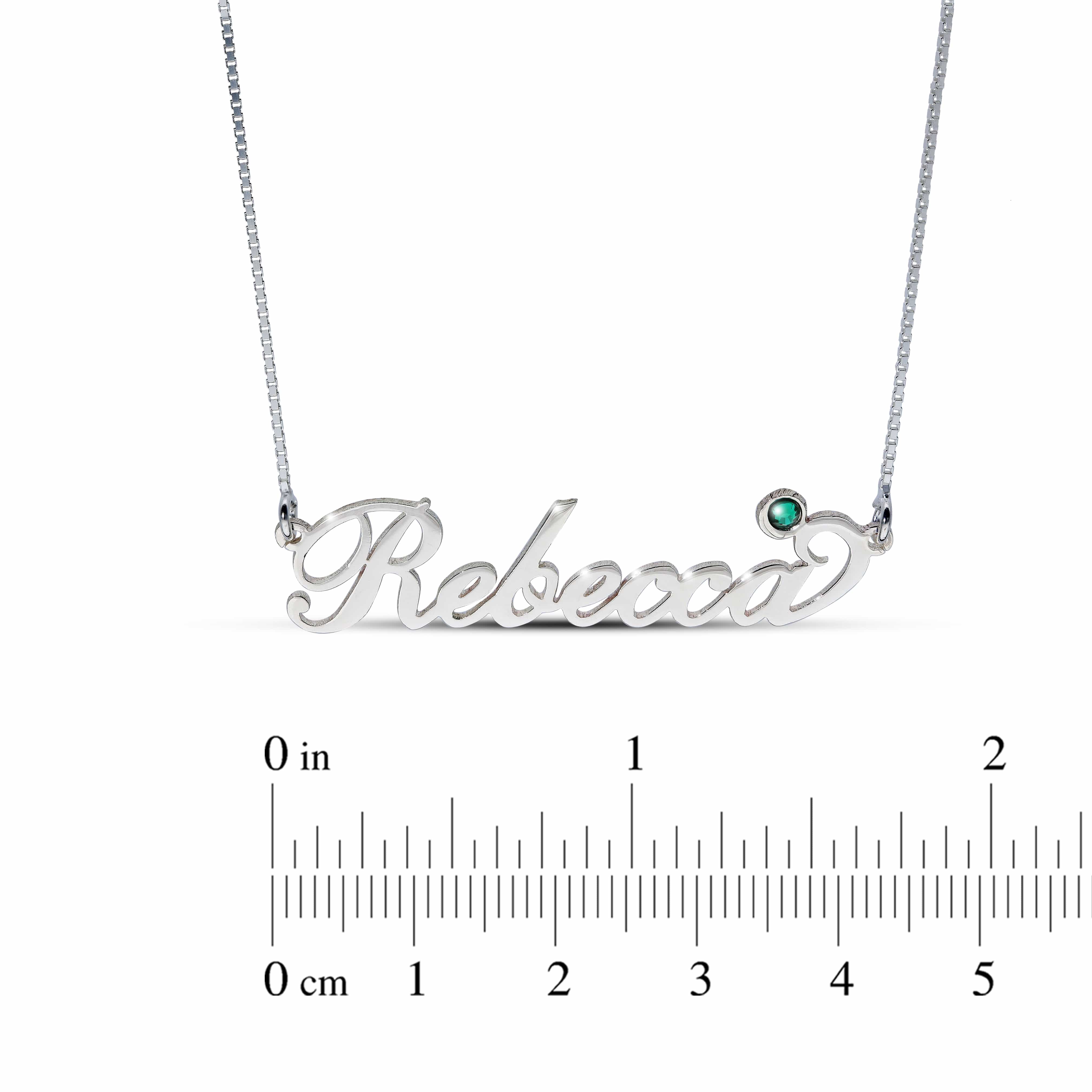 Personalised Name Necklace with Birthstone in Sterling Silver