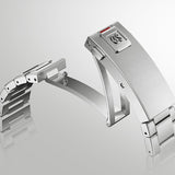 Back view of the titanium bracelet on the Grand Seiko Evolution 9 SLGB023 men's 40.8mm diver's watch. The locking extension clasp with micro-adjustment is shown, offering up to 24mm of total adjustment.