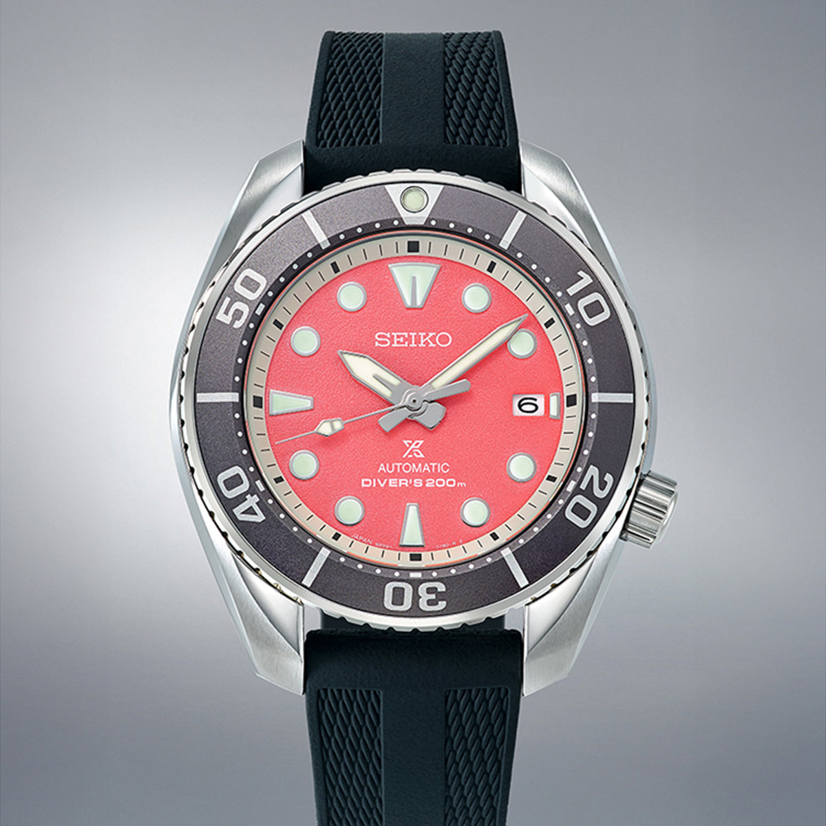 the Seiko Prospex Automatic 45mm Limited Edition Watch SPB541J reveals the dial's sunburst texture and applied markers in close detail.