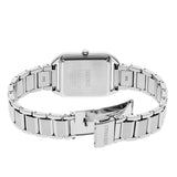 The Seiko Conceptual Women's 26mm Stainless Steel Quartz Watch SWR073P is fitted with a stainless steel bracelet, secured by a tri-fold clasp with push-button release.