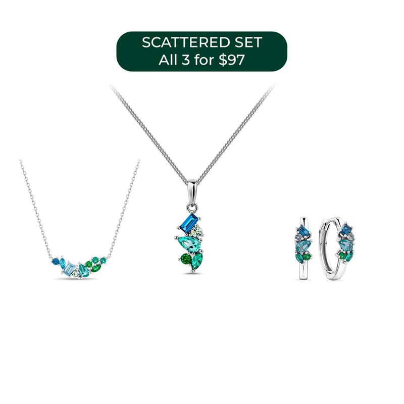 Blue & Green Cubic Zirconia Scattered Set