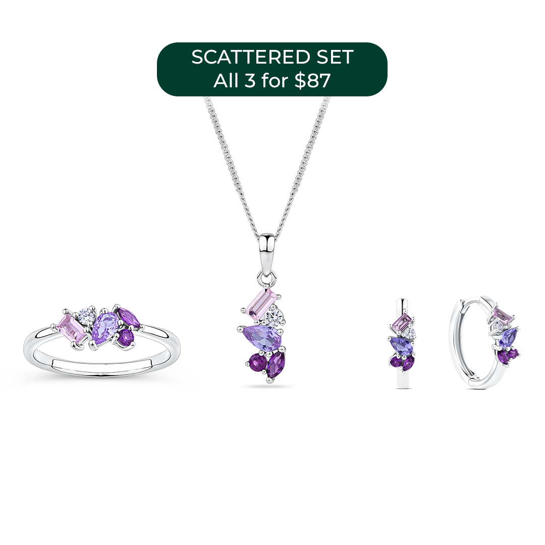 Purple & Pink Cubic Zirconia Scattered Set