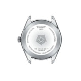 Tissot PR 100 Sport Chic 36mm T101.910.11.116.00 caseback view – 316L stainless steel, Swiss made, water resistant to 100m, model reference T101.910.11.116.00