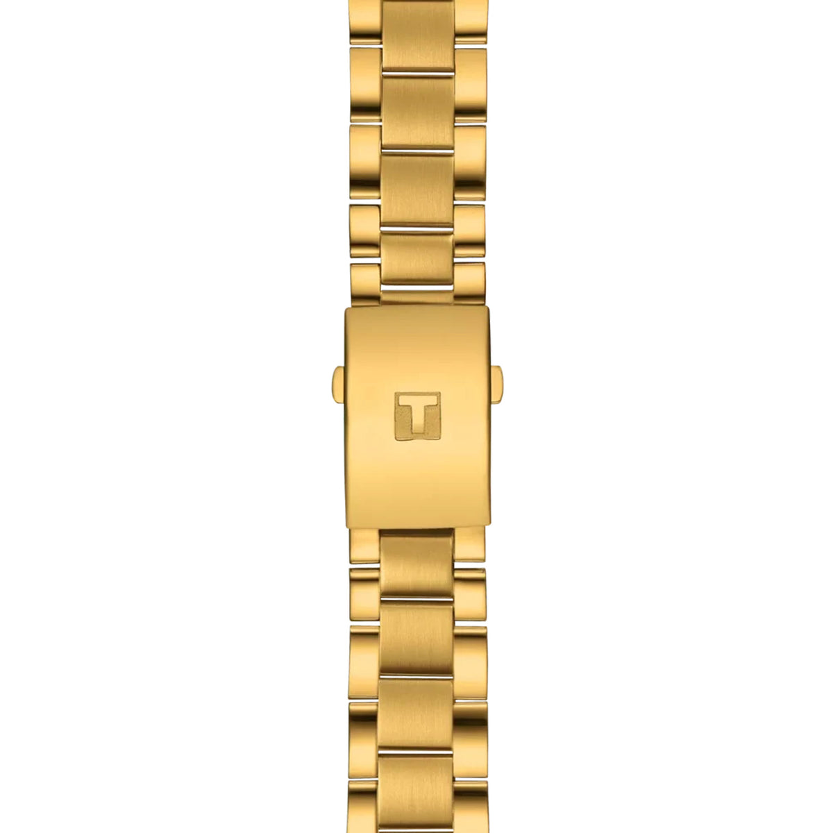 Tissot Chrono XL Classic 45mm T116.617.33.051.00 bracelet detail – yellow gold PVD stainless steel bracelet with butterfly clasp and push-button safety