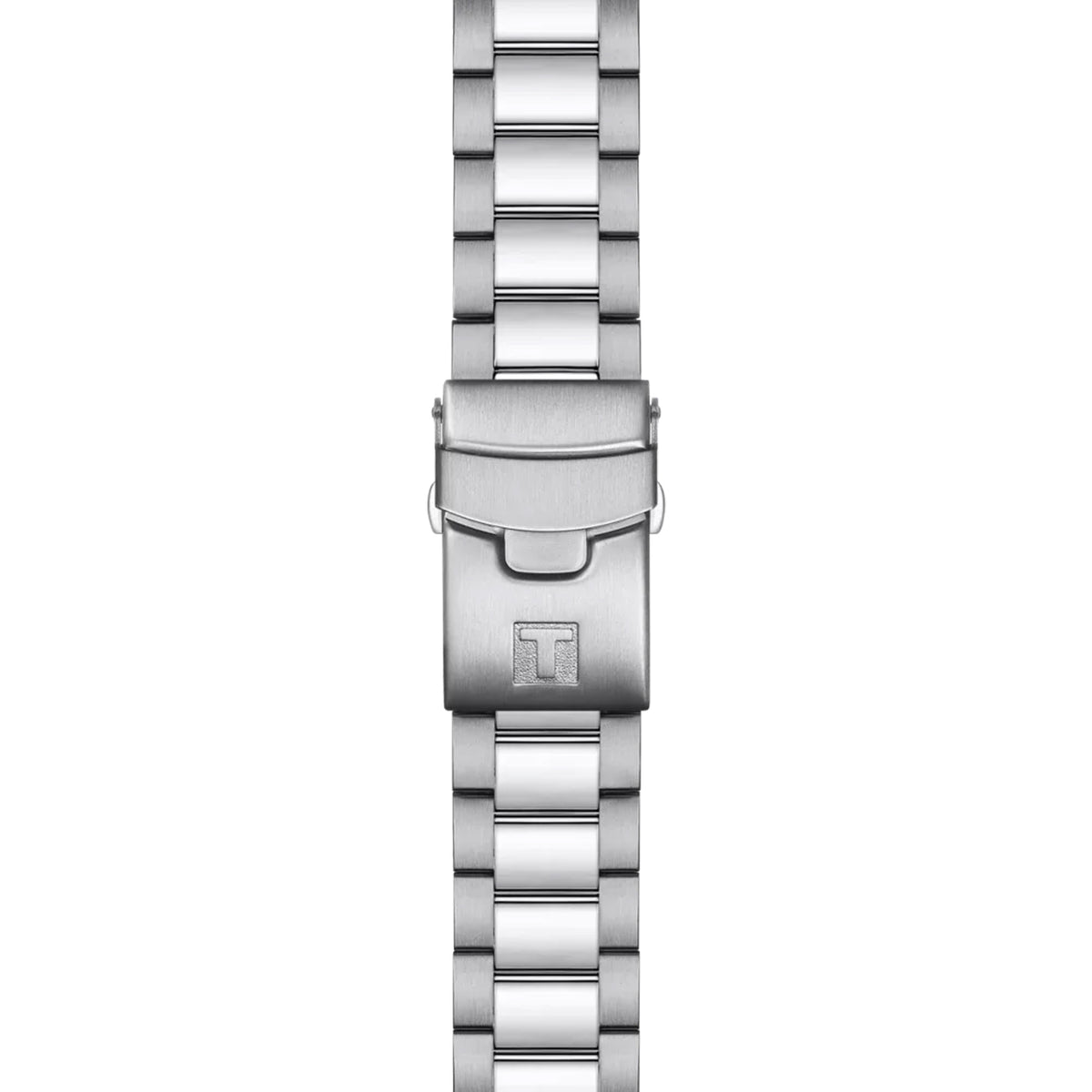 Tissot Seastar 1000 45.5mm T120.417.11.051.00 bracelet detail – grey stainless steel bracelet with folding clasp, safety lock, diver extension, double push-buttons and interchangeable quick-release system