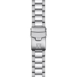 Tissot Seastar 1000 45.5mm T120.417.11.051.00 bracelet detail – grey stainless steel bracelet with folding clasp, safety lock, diver extension, double push-buttons and interchangeable quick-release system