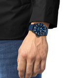 Tissot Seastar 2000 44mm T120.907.37.041.00 worn on wrist – blue gradient dial, blue PVD case with blue ceramic bezel, blue rubber strap, bold 44mm professional dive watch shown on wrist