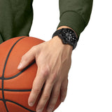 Tissot Seastar 2000 44mm T120.907.37.051.00 worn on wrist – grey gradient dial, black PVD case with black ceramic bezel, black rubber strap, bold 44mm professional dive watch shown on wrist