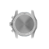 Tissot Supersport Chrono 42mm T125.417.11.041.00 caseback view – 316L stainless steel, Swiss made, water resistant to 100m, model reference T125.417.11.041.00