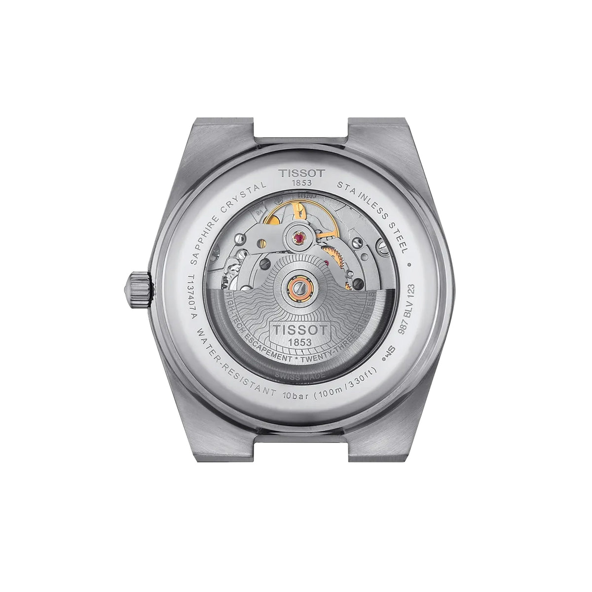 Tissot PRX Automatic 40mm T137.407.11.111.00 see-through caseback – Powermatic 80 automatic movement visible, 316L stainless steel, Swiss made, water resistant to 100m