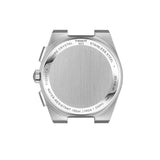 Tissot PRX Chronograph 41mm T137.417.11.051.00 caseback view – 316L stainless steel, Swiss made, water resistant to 100m, model reference T137.417.11.051.00