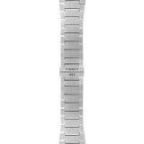 Tissot PRX Chronograph 41mm T137.417.11.051.00 bracelet detail – integrated silver stainless steel bracelet with butterfly clasp, push-button safety and interchangeable quick-release system