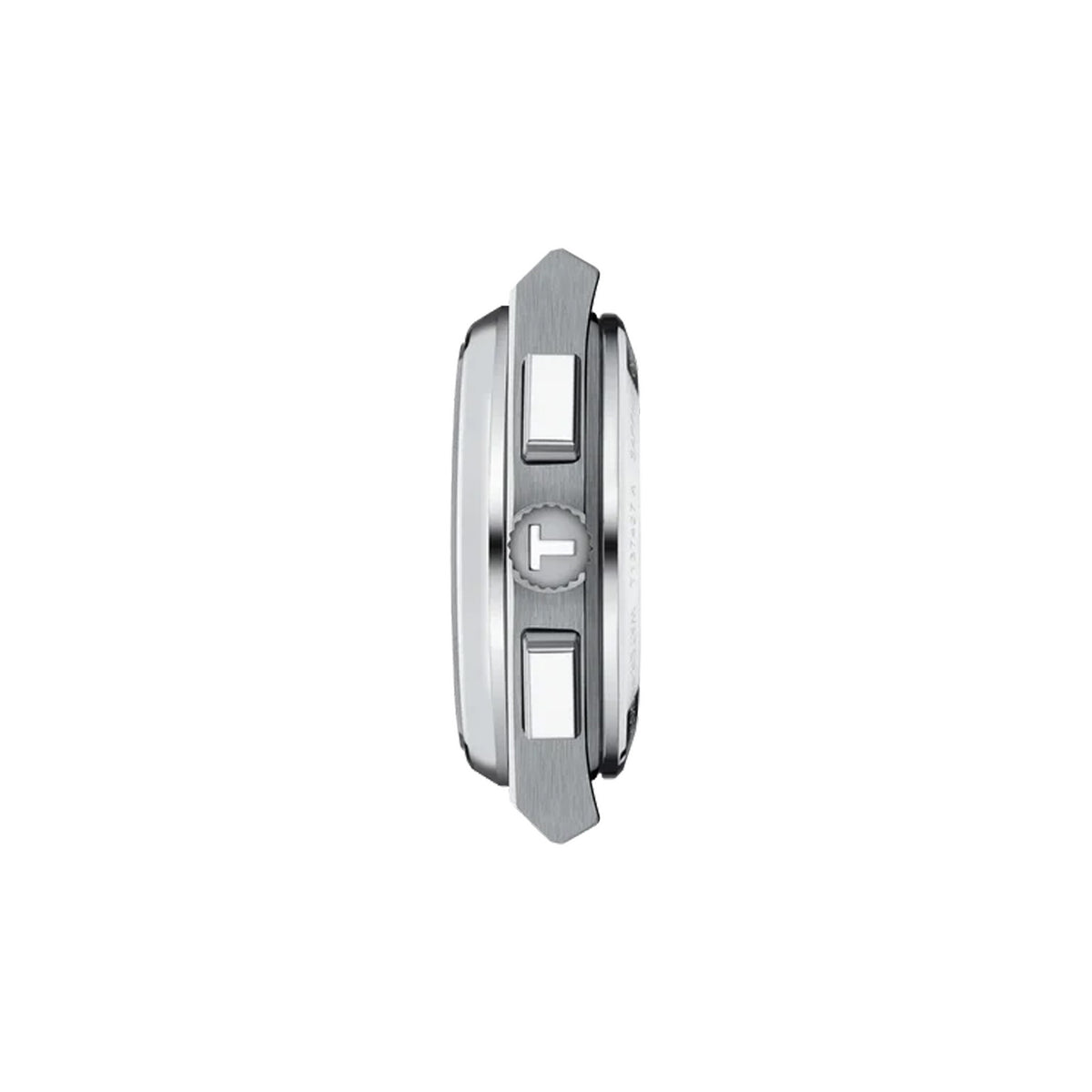 Tissot PRX Automatic Chronograph 42mm T137.427.11.041.01 side profile – 316L stainless steel case, chronograph pushers, sapphire crystal with antireflective coating, 1978-inspired integrated bracelet profile