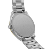 Back view of the Tissot PRC 100 Solar 39mm unisex watch showing the stainless steel case back with Swiss Made engravings.