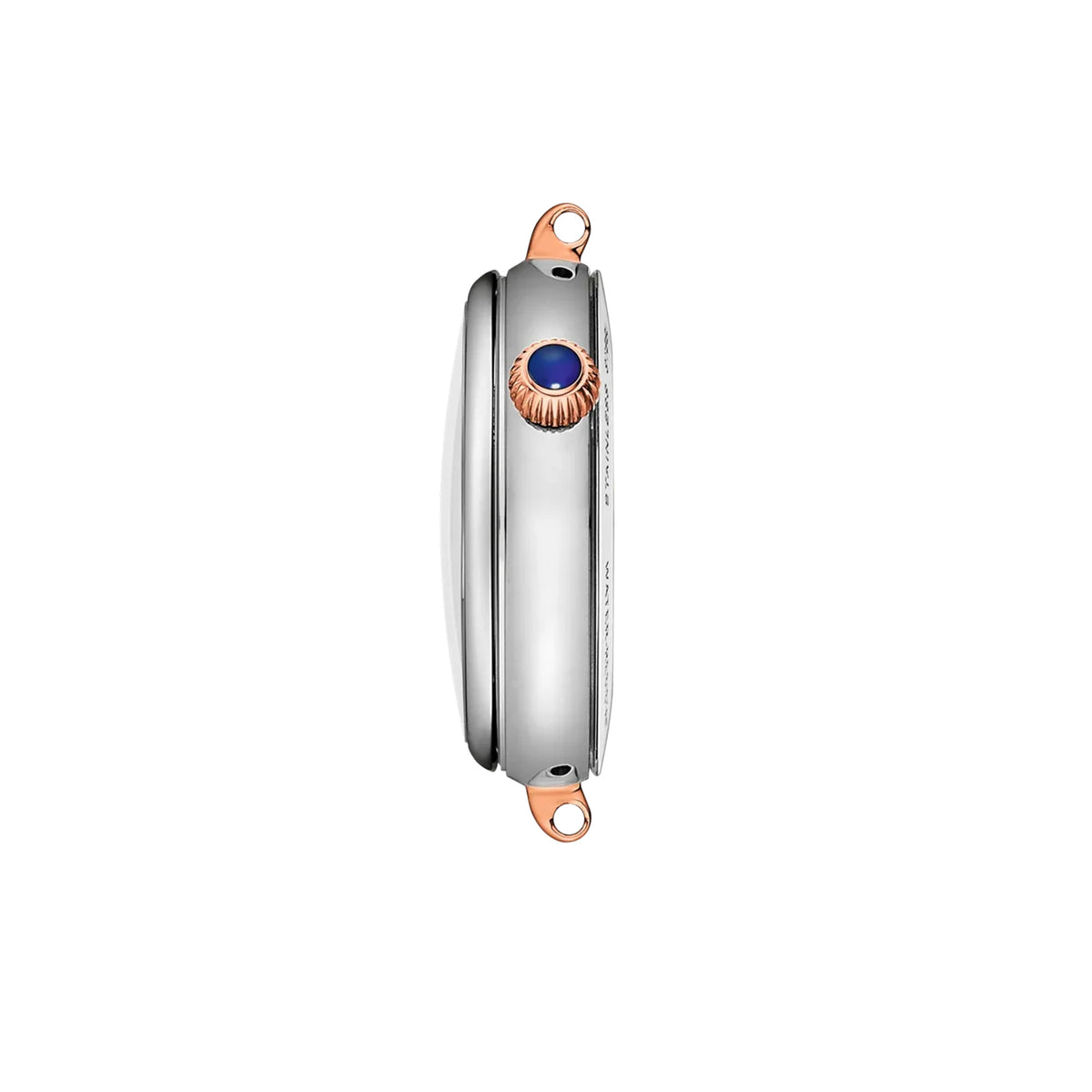 Tissot Désir 29.6mm T152.223.22.036.00 side profile – domed 316L stainless steel case with rose gold PVD coating, sapphire crystal with antireflective coating, two-tone bracelet