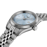Tissot Ballade 30mm T156.010.11.351.00 side profile – 316L stainless steel case, fluted bezel, flat sapphire crystal with antireflective coating, slim 8.25mm profile, link bracelet