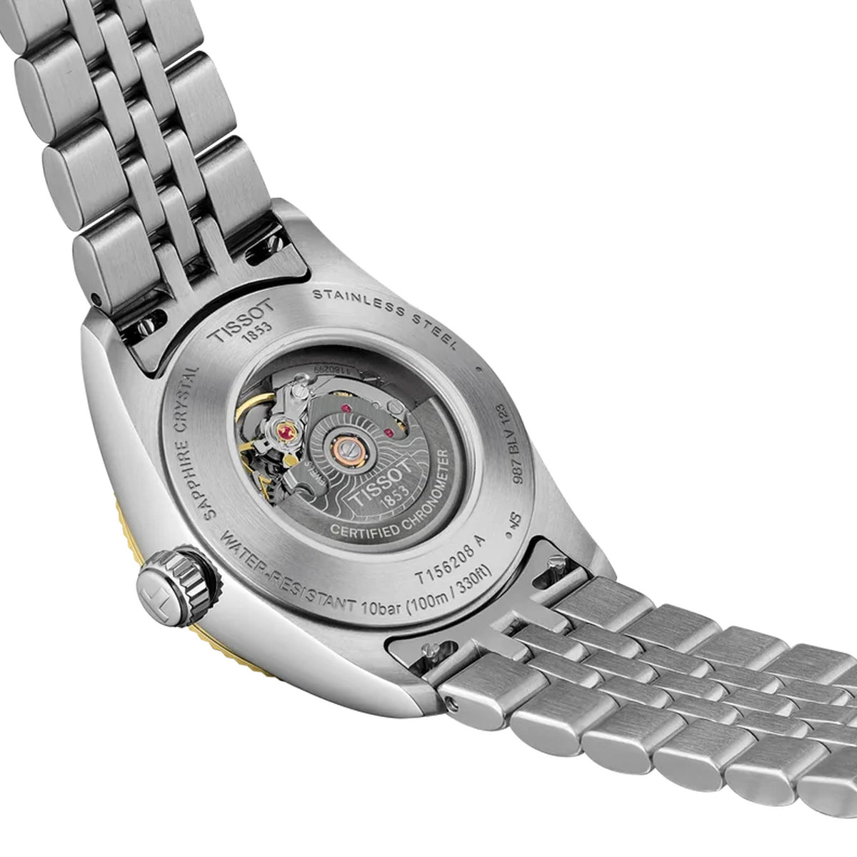 Tissot Ballade Powermatic 48 COSC 30mm T156.208.22.033.01 bracelet detail – stainless steel bracelet with butterfly clasp and interchangeable quick-release system
