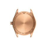Tissot Ballade 40mm T156.410.33.371.00 caseback view – 316L stainless steel with rose gold PVD coating, Swiss made quartz movement, model reference T156.410.33.371.00