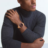 Tissot Ballade 40mm T156.410.33.371.00 worn on wrist – burgundy sunray dial, rose gold PVD case with fluted bezel, stainless steel bracelet, refined 40mm men’s quartz watch shown on wrist